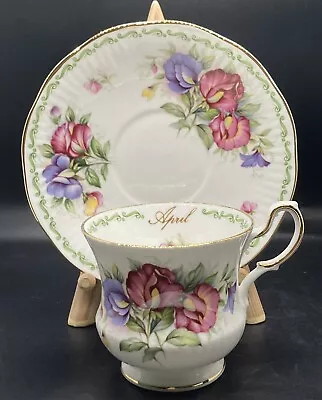 Buy Queen's Fine Bone China Special Flowers April Sweet Pea Cup & Saucer Set England • 18.66£