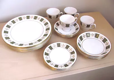 Buy SPODE Vintage  Persia  23pc Bone China Dinner Set Green + Gilt 4 Place Settings • 48£