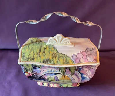 Buy Vintage Royal Winton Hand Painted China Box Garden 6742 Art Deco 1930s • 75£