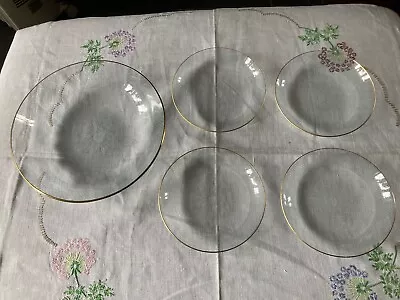 Buy Vintage Rare Chance Glass Plate & 4 Side Dishes Flower Pattern • 20£