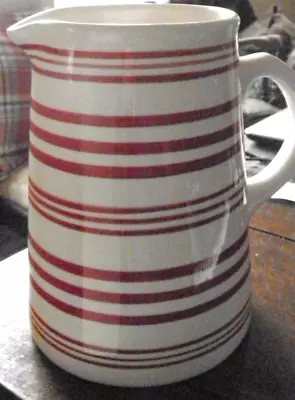 Buy Vintage Laura Ashley  Home Red Striped Pottery Pitcher / Jug Large Jug 19 Cm Vgc • 9£