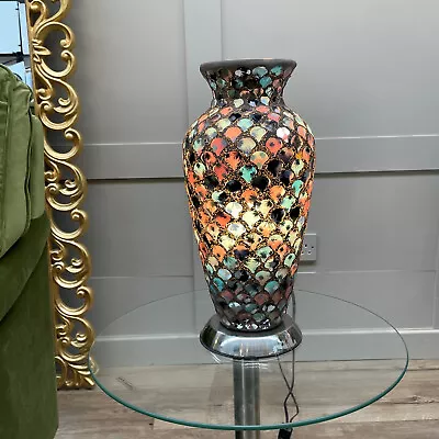 Buy New Multi Coloured Mosaic Glass Vase Lamp - Blue & Pink Tile • 49.99£