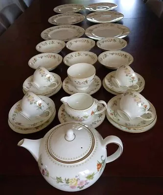 Buy Vintage Wedgwood Mirabelle R4537 English Bone China Set Plates Teapot Cup/Saucer • 225£