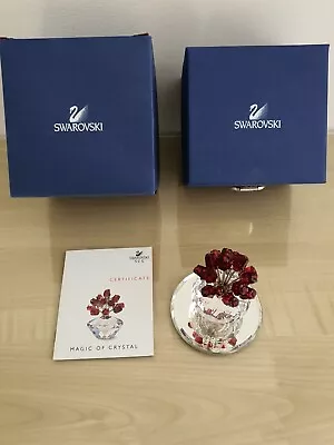 Buy Rare Boxed Swarovski 15 X Red Roses With Mirror & Certificate - Special Edition • 85£