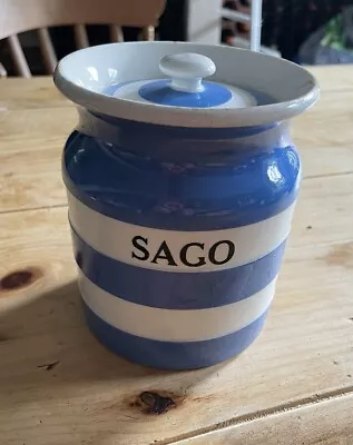 Buy TG Green Vintage Cornishware Sago Storage Jar With Lid Black Shield • 35£