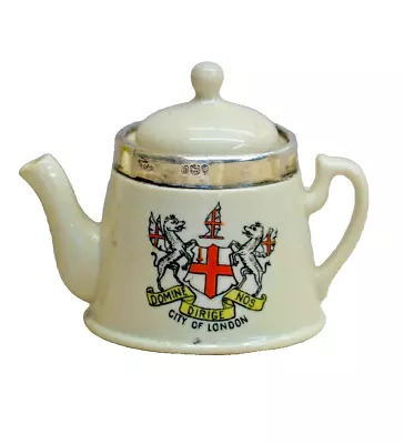 Buy Vintage Crested Ware Miniature Cup And Saucer - City Of London Silver Band  1906 • 25.99£