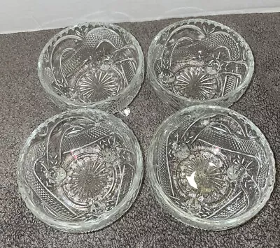 Buy Set Of 4  Crystal Cut Glass Footed Berry Dessert Bowls Stunning EUC • 27.95£