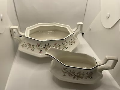 Buy 2 Pcs Johnson Brothers Eternal Beau Serving Casserole Dish & Gravy Boat • 13.98£