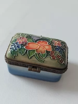 Buy Old Tupton Ware Tube-Lined  Hinged Trinket Box Pretty Flowers Pill Box • 8£