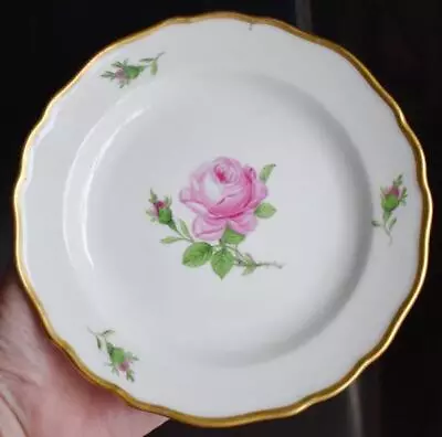 Buy Lovely Meissen Hand Painted Pink Roses Salad Dessert Plate #4 W Crossed Swords • 27.95£