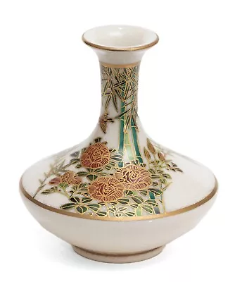 Buy Antique Japanese Satsuma Ware Pottery Mini Vase - Hand Painted Bamboo C1900 • 99.99£