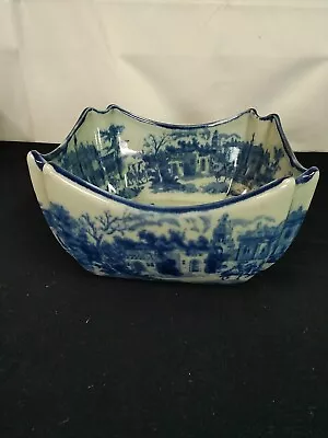 Buy Vintage Victoria Ware Ironstone Large Square Bowl Blue/White • 9.99£