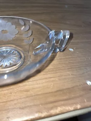 Buy Vintage Clear Glass Etched Nappy Bowl Dish With Daisies Flowers Bowl Is 5 1/2” • 7.92£