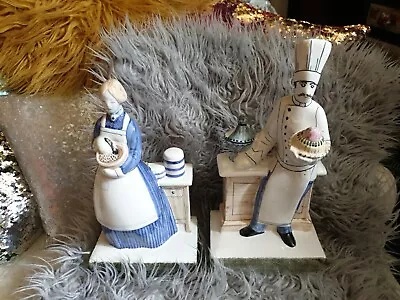 Buy Pair Of Rye Pottery Regency Style Chef & Cook Figures/ Bookends   Signed • 150£