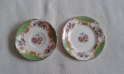 Buy Royal Paragon Gree And White Floral  Plate And Saucer • 2.99£