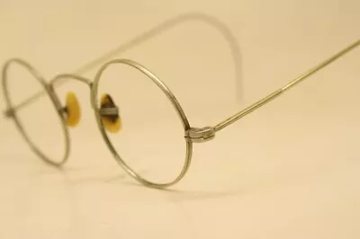 Buy Vintage Frames Eyeglasses Round Silver 40MM Antique Spectacles • 135.91£