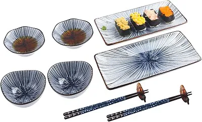 Buy Artcome 10 Piece Japanese Style Ceramic Sushi Plate Dinnerware Set • 49.94£
