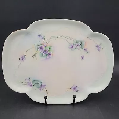 Buy Vintage Antique Haviland Limoges France HandPainted Purple Floral Vanity Tray • 28£