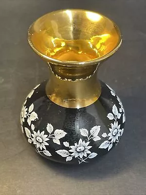 Buy Prinknash Pottery Vase Black Enameled Porcelain Flowers 24K Gold 4  Tall (Stub) • 4.85£