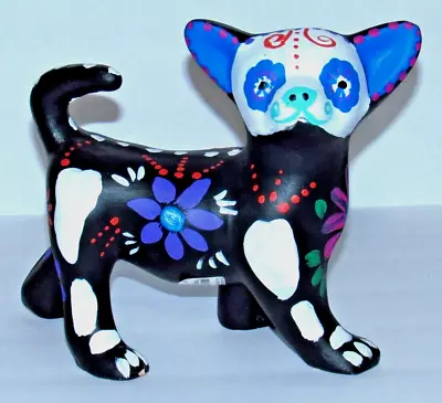 Buy Day Of The Dead Talavera Painted Chihuahua  Mexican Pottery Folk Art  • 46.59£