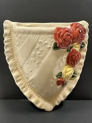 Buy Vintage Wall Pocket Vase Planter With 3-D Roses • 13.04£