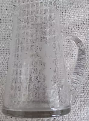 Buy Vintage Hand Made Clear Etched Glass Jug 1 Pint • 12£