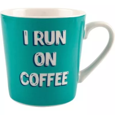 Buy Large I Run On Coffee Mug Cup - Turquoise Green Coffee Lovers Gift • 4.99£