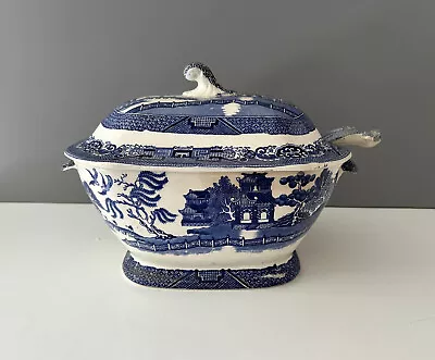 Buy Early Victorian Clyde Pottery Blue Willow Pattern Soup Tureen With Lid And Ladle • 250£