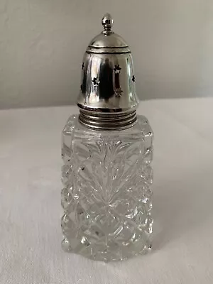 Buy Vintage Fully Hallmarked Silver Topped  Cut Glass Sugar Shaker London 1968 • 55£