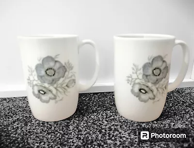 Buy Wedgwood Susie Cooper Glen Mist 2 X Long Cups Bone China Blue Poppy • 16.99£