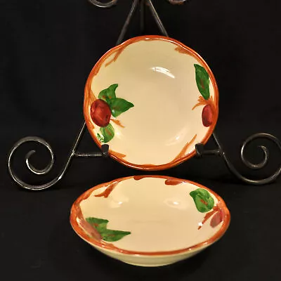 Buy Franciscan Apple 2 Fruit/Dessert Sauce Bowls Hand Painted Red Green Brown 1968 • 29.80£