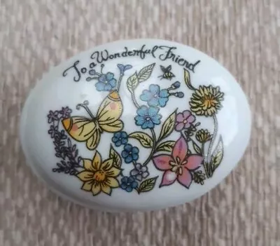 Buy 💐Vintage China Porcelain Trinket/ Ring/ Pill Box Floral  To A Wonderful Friend  • 8.50£