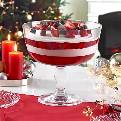 Buy Pasabahce Glass Footed Service Bowl Dish Trifle Fruit Salad Centre Piece Display • 13.99£