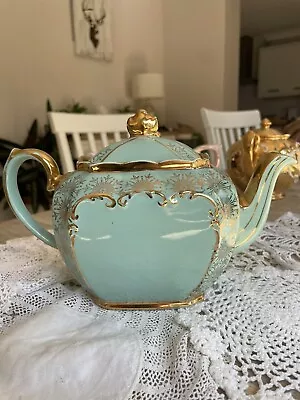 Buy Sadler Mint Green With Gold Cube Teapot  • 125£