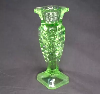 Buy Vintage Art Deco Green Glass Daisy & Button Candlestick, 6¼  / 15.6cm • 5.95£