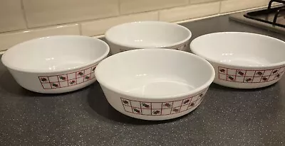 Buy Pyrex Geometric Red And Green Squares Pattern Bowls Set Of 4 Vintage • 19.99£