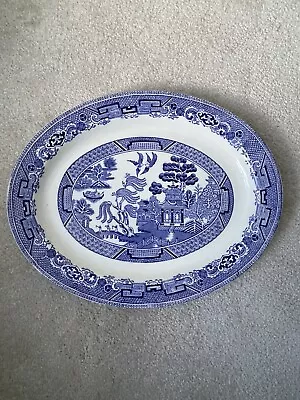 Buy Vintage Woods Ware Willow Pattern Blue White Platter Oval • 10£
