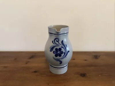 Buy Handmade Pottery Pouring Jug Water Pitcher Grey With Cobalt Blue Details • 20£