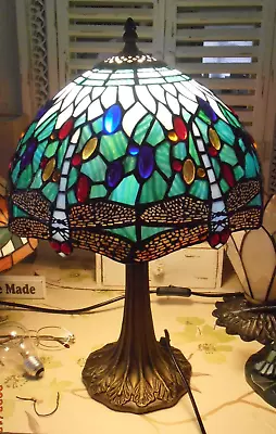 Buy Aqua Teal DRAGONFLY Brand New Boxed Large 46cmH Tiffany Style Stained Glass Lamp • 64.99£