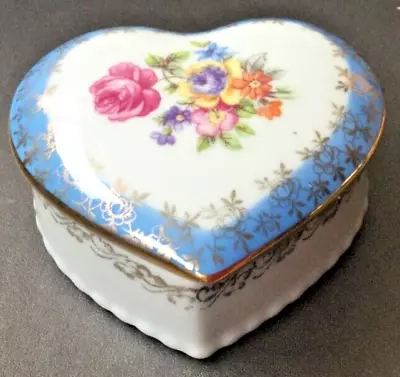 Buy Vintage Dresden Bone China Pink Heart Shaped Jewellery/Trinket Box & Lid DDR/GDR • 6.50£