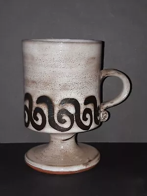 Buy BRIGLIN POTTERY Sgraffito LARP Drip Glaze Art Pottery Collectable Pedestal Mug • 9.95£