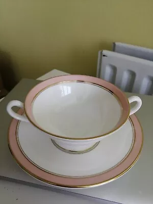 Buy Royal Worcester HOWARD Handled Soup Cup And Saucer (s) - Pink • 6.95£