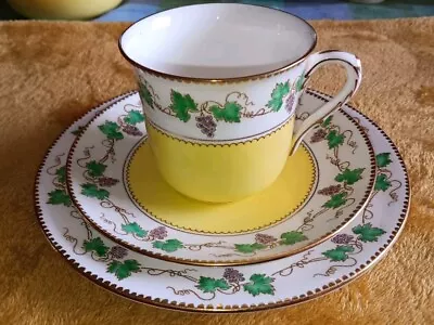 Buy Vintage Shelley Vine/fruit Yellow Tea Trio  11204/7 • 20£