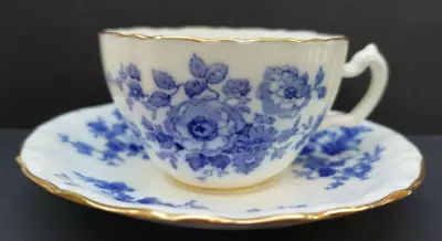Buy Victorian Mintons 'Tours' Flow Blue Tea Cup And Saucer A/F • 10£