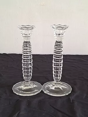 Buy Vintage Pair Of Clear Glass Matching Candle Sticks • 13.75£