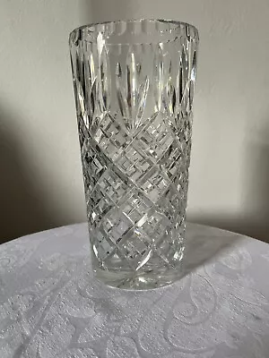 Buy Heavy Cut Glass Oval Tall Vase 23cm • 14.95£