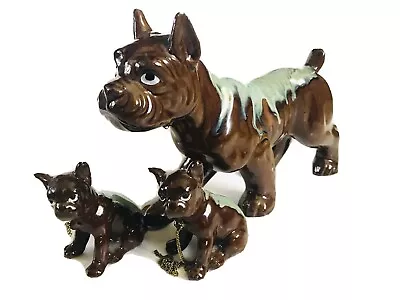 Buy Vtg MCM Green Drip Glaze Dog Bulldog Figurine Set Blue Mountain Pottery Canada • 27.95£