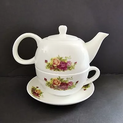Buy English Tea Store Stackable Flowered Tea For One Tea Set- Cup Saucer Pot - Gift • 13.05£