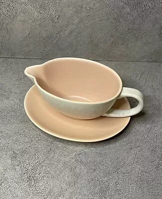 Buy Poole Pottery Twin Tone Peach & Bloom Seagull C -j Gravy Boat And Stand • 17.99£