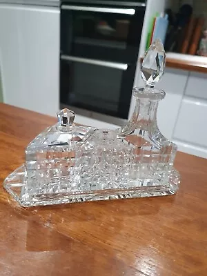 Buy Lovely Vintage Cut Glass Dish Tray Perfume Bottle Set With Lids Trinket  • 6.95£